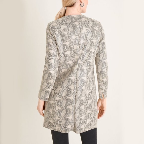 Chico's $169 Faux-Suede Snake-Print Topper Beige Tan 1 10 12 - Picture 4 of 10